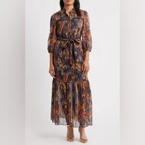 JULIA JORDAN Metallic Abstract Print Maxi Dress 12